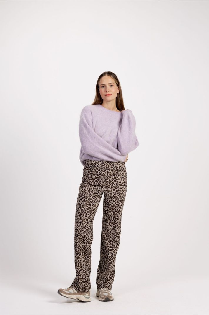 12299 Bridget Leopard Trousers - Latte/Black