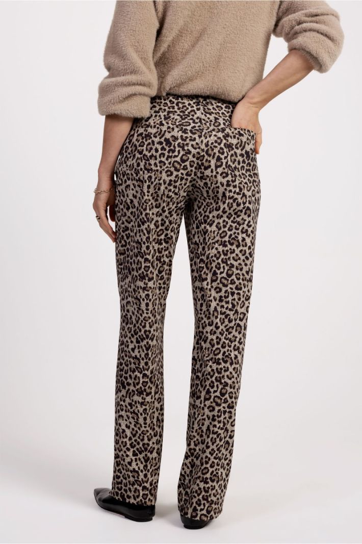 12299 Bridget Leopard Trousers - Latte/Black