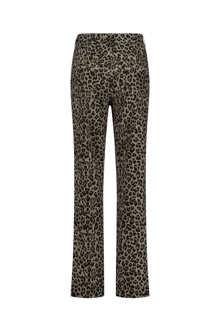 12299 Bridget Leopard Trousers - Latte/Black