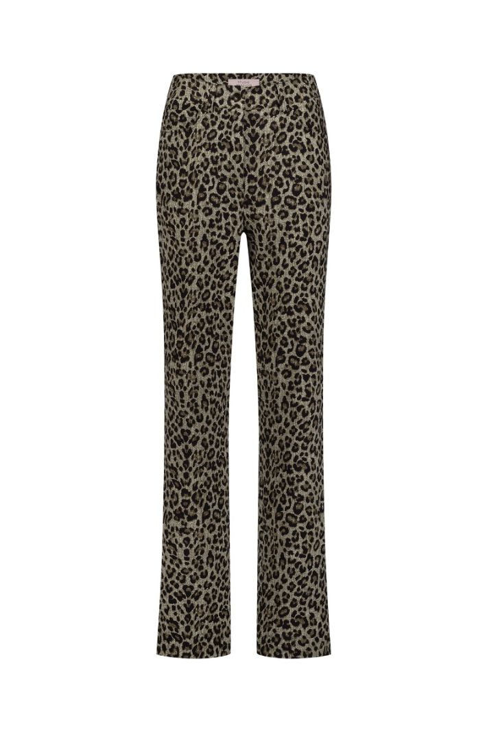 12299 Bridget Leopard Trousers - Latte/Black