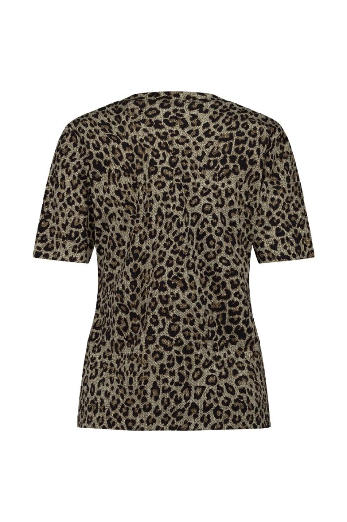 12300 Leopard Travel Tee - Latte/Black