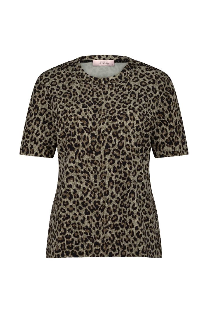 12300 Leopard Travel Tee - Latte/Black