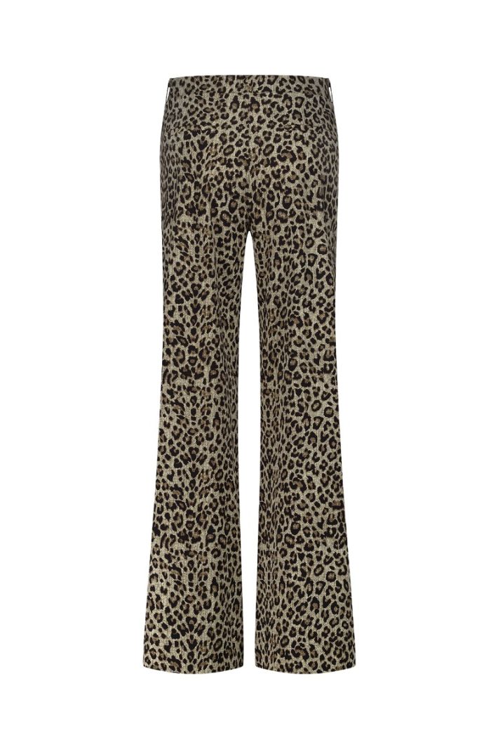 12301 Lexie Leopard Trousers - Latte/Black