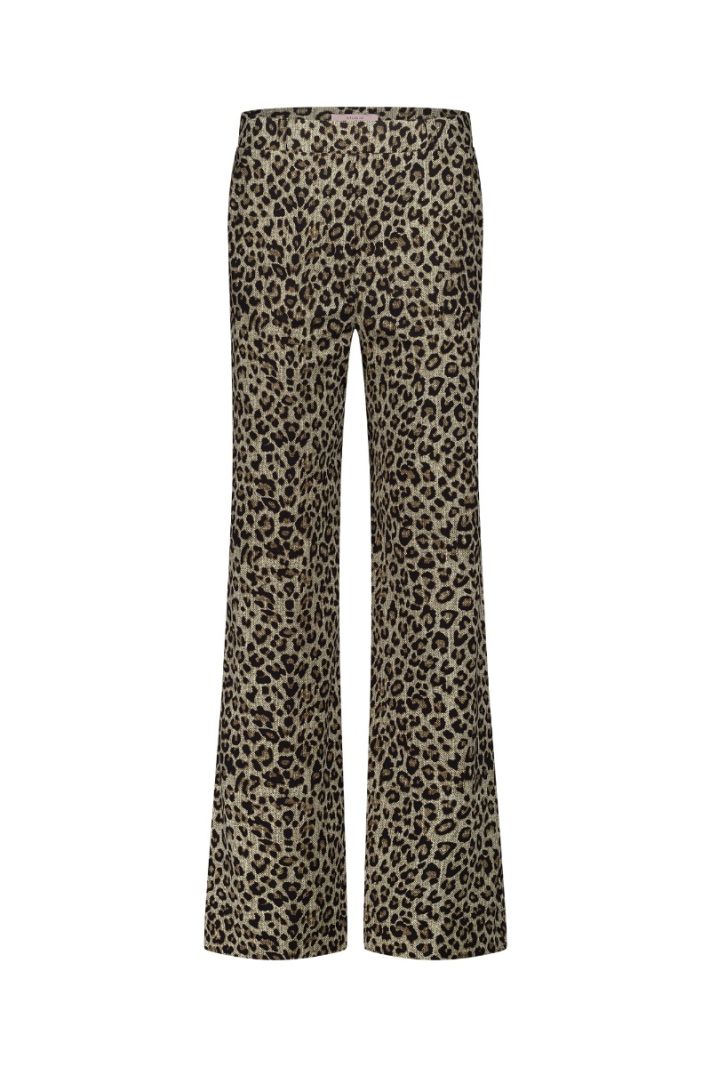 12301 Lexie Leopard Trousers - Latte/Black