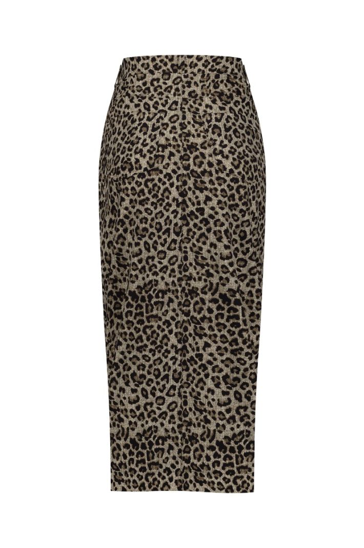 12303 Annebel Leopard Skirt - Latte/Black