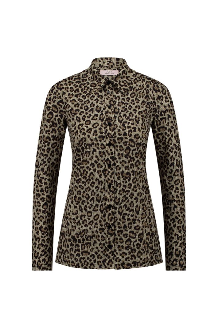 12305 Poppy Leopard Shirt - Latte/Black