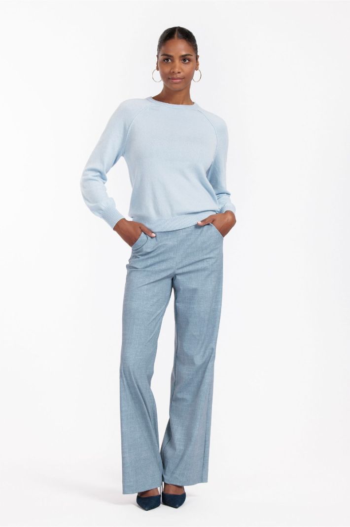 12402 Basha Cashmere Pullover - Light Blue