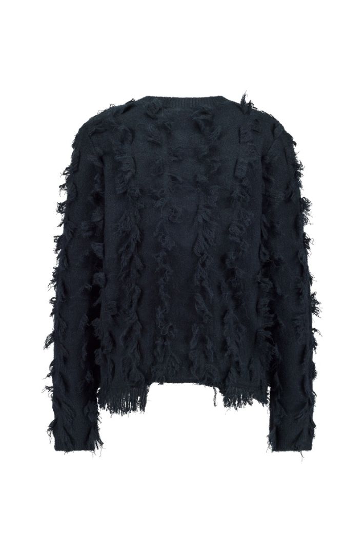 12408 Anka Fringe Cardigan - Dark Blue