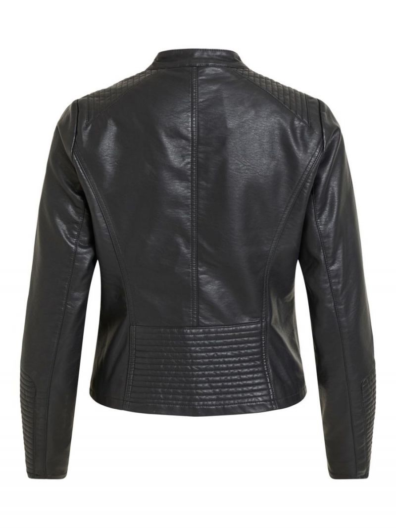 Kort Leather Look Jackje - Zwart