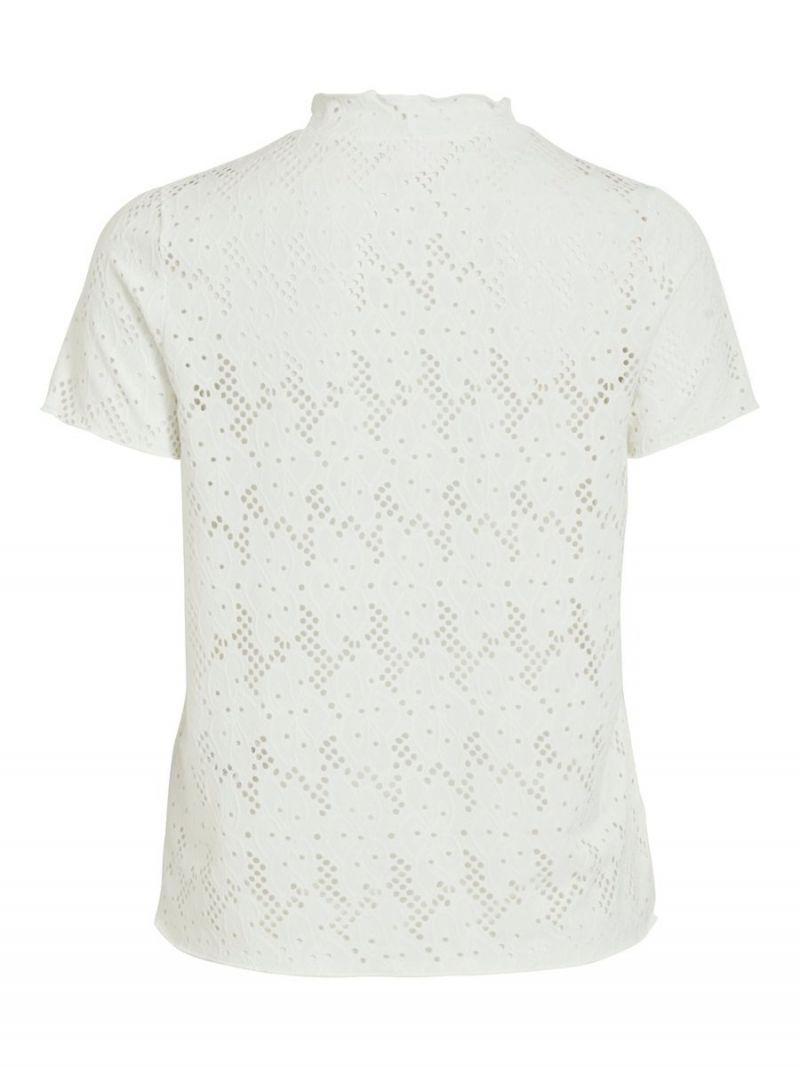 Vi-Bellas Gedessineerd Transparant T-Shirt - Wit