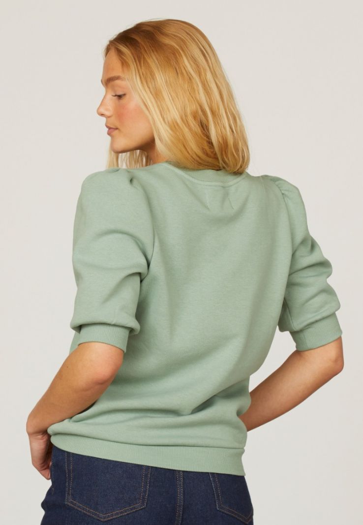 15033 Sweater met Pofmouwtjes - Groen
