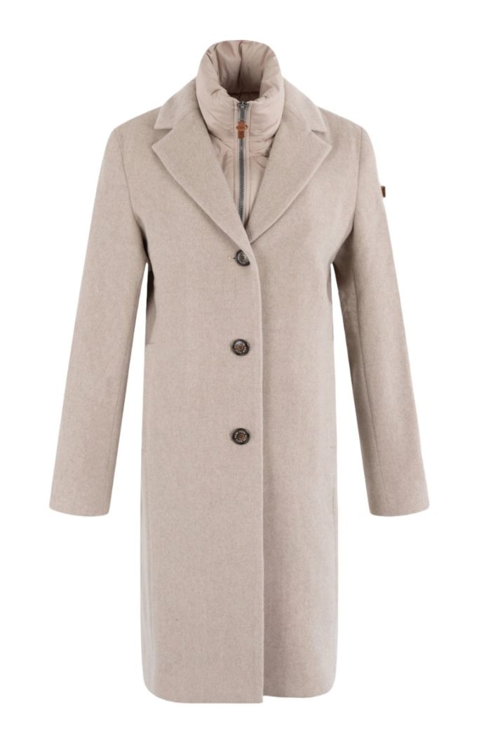 16-08 Bogdana-2 Coat met Binnenjack - Beige Solid