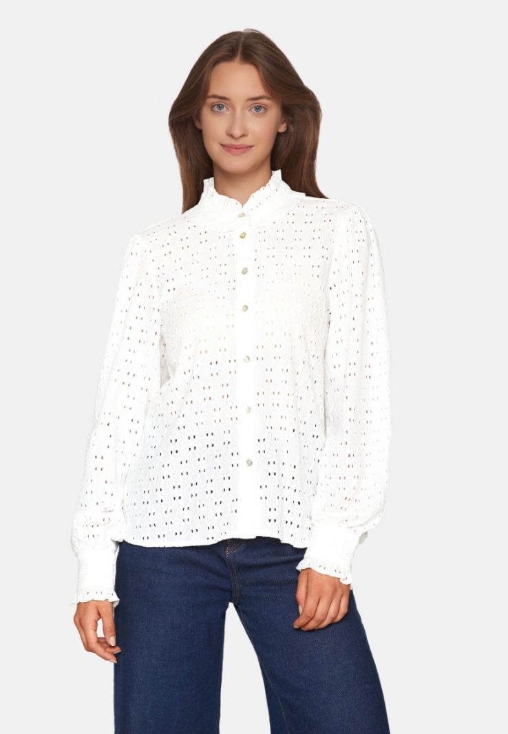 16524 EINA-SH Embroidery Blouse - Wit