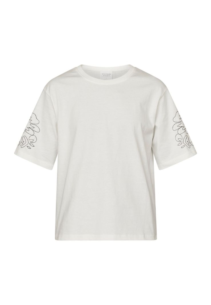 17474 HEDA-LOOSE.SS2 T-Shirt met Borduursel - Off White