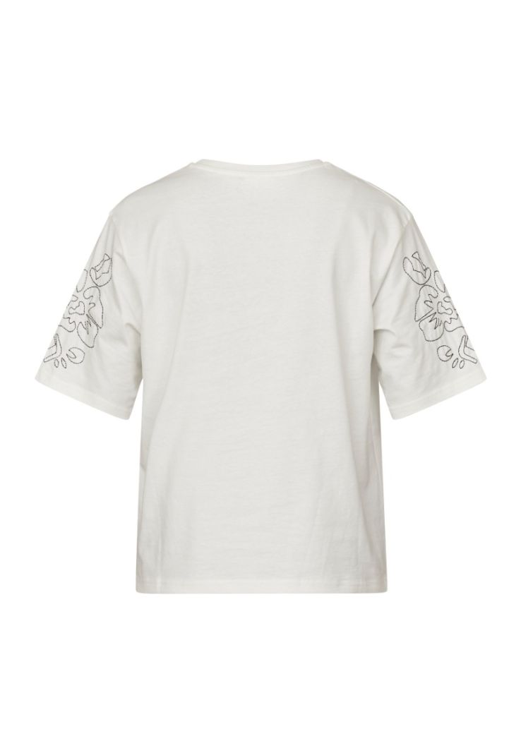 17474 HEDA-LOOSE.SS2 T-Shirt met Borduursel - Off White