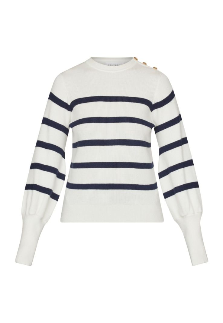 17554 Hani-Stripe1 Gestreepte Pullover - Creme/Midnight