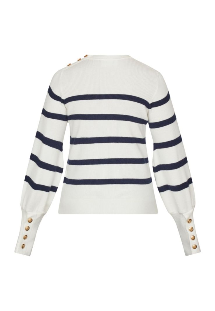 17554 Hani-Stripe1 Gestreepte Pullover - Creme/Midnight