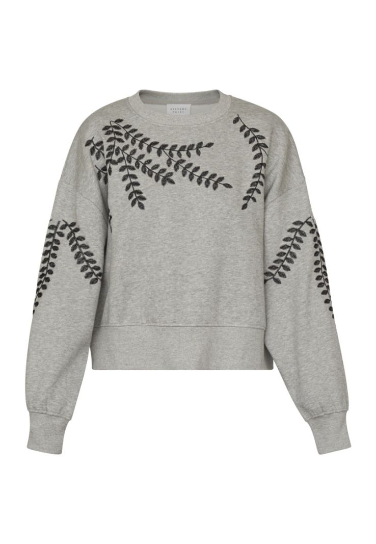 17577 Hike SW-5 Sweater Embroidery - Grijs/Zwart