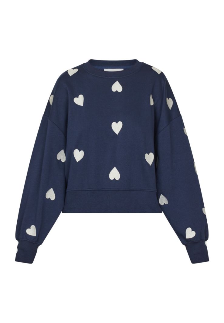 Hike-Sw8 Sweater met Harten - Navy/Creme