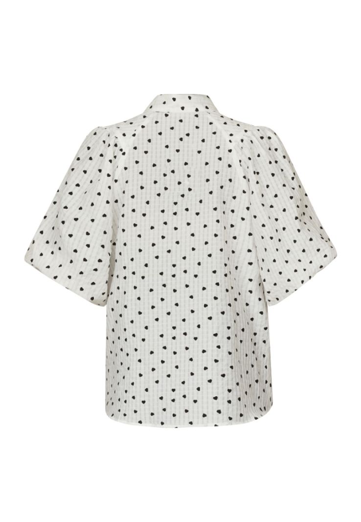 17690 NEW GADA-SH3 Blouse met Dots - Wit/Donker Blauw