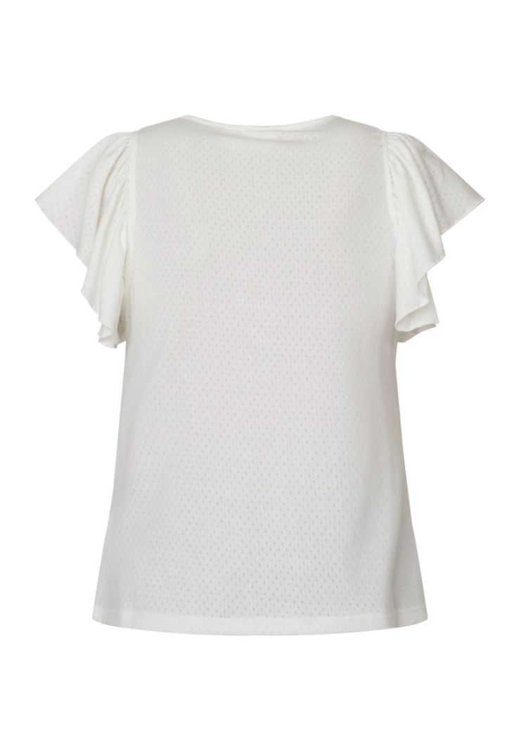 17702 ESEMA-SS T-Shirt met Volant Mouwen - Off White