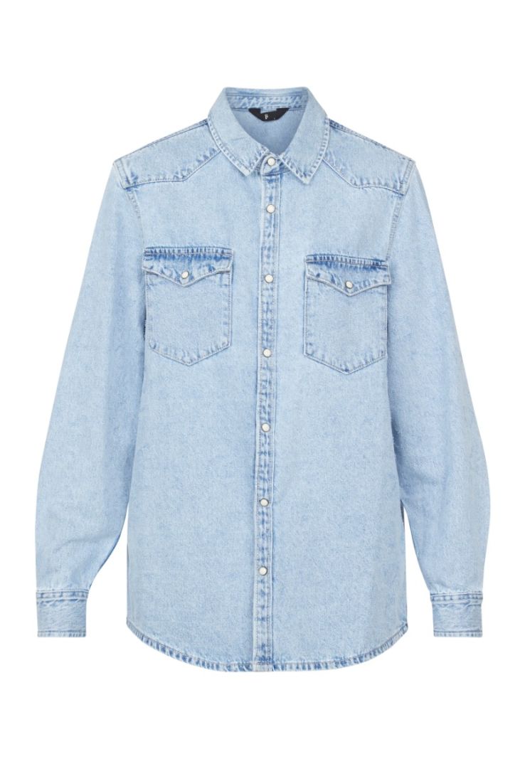 17780 Osa-Sh4 Denim Blouse - Light Blue Wash