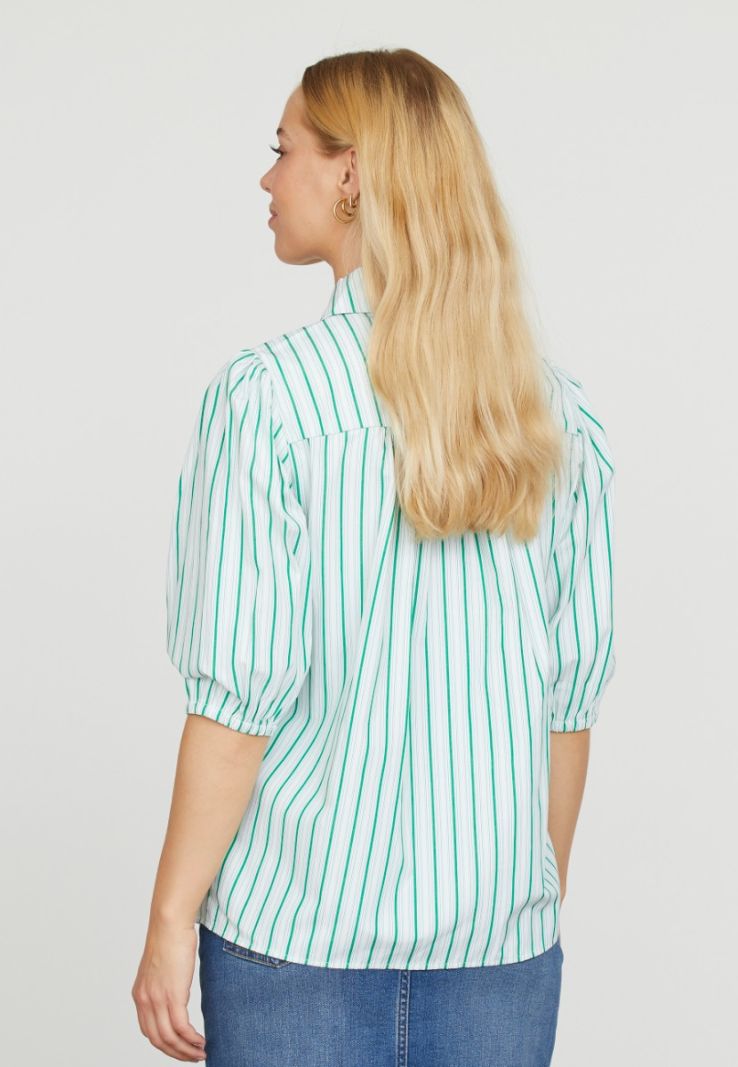 17837 Vibby-Sh6 Gestreepte Blouse - Groen