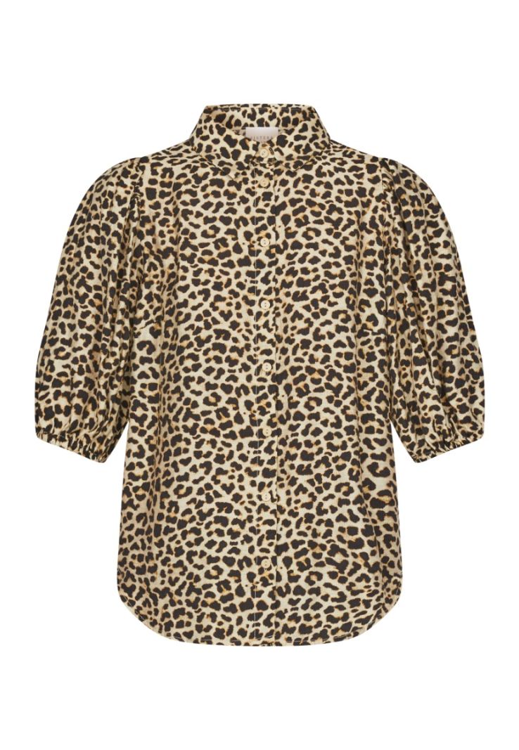 17880 Ella-Sh51 Blouse met Pofmouwen - Leopard Print