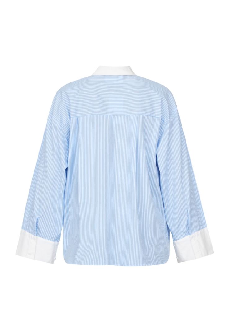 17995 Viska-Sh Gestreepte Blouse - Blauw/Wit