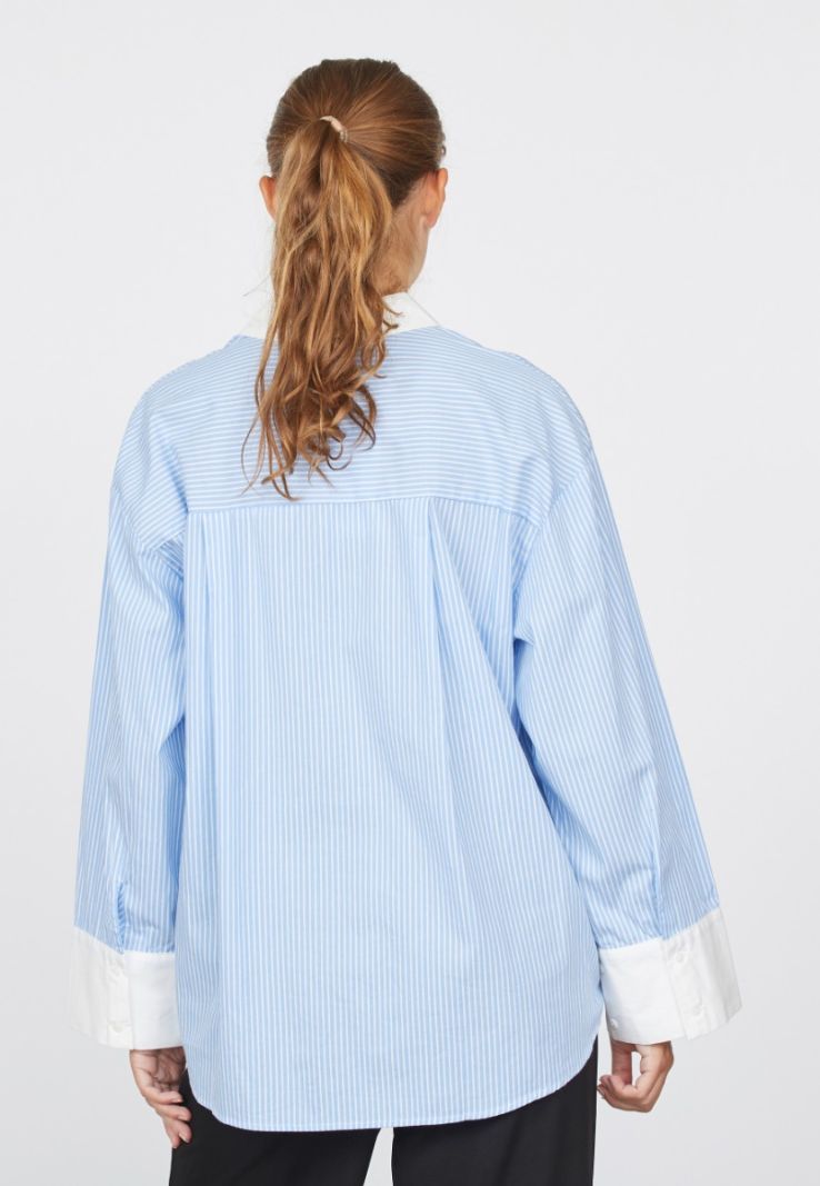 17995 Viska-Sh Gestreepte Blouse - Blauw/Wit