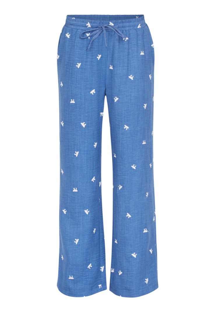 18004 Ella-Pa39 Wijde Broek - Ocean Blue