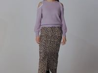 12303 Annebel Leopard Skirt - Latte/Black