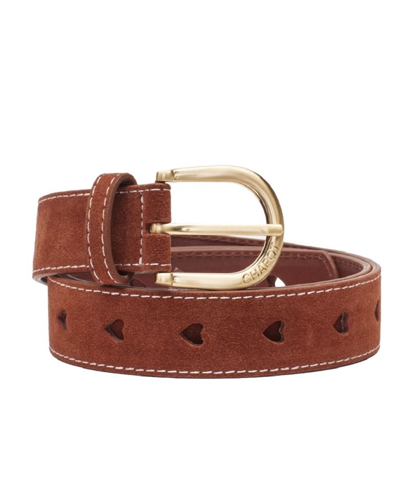 ACC-BLT-04-AW24 Cut it Out Heart Belt - Cognac