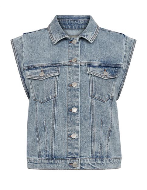 204102 FQBagger Mouwloos Spijkerjack - Light Blue Denim