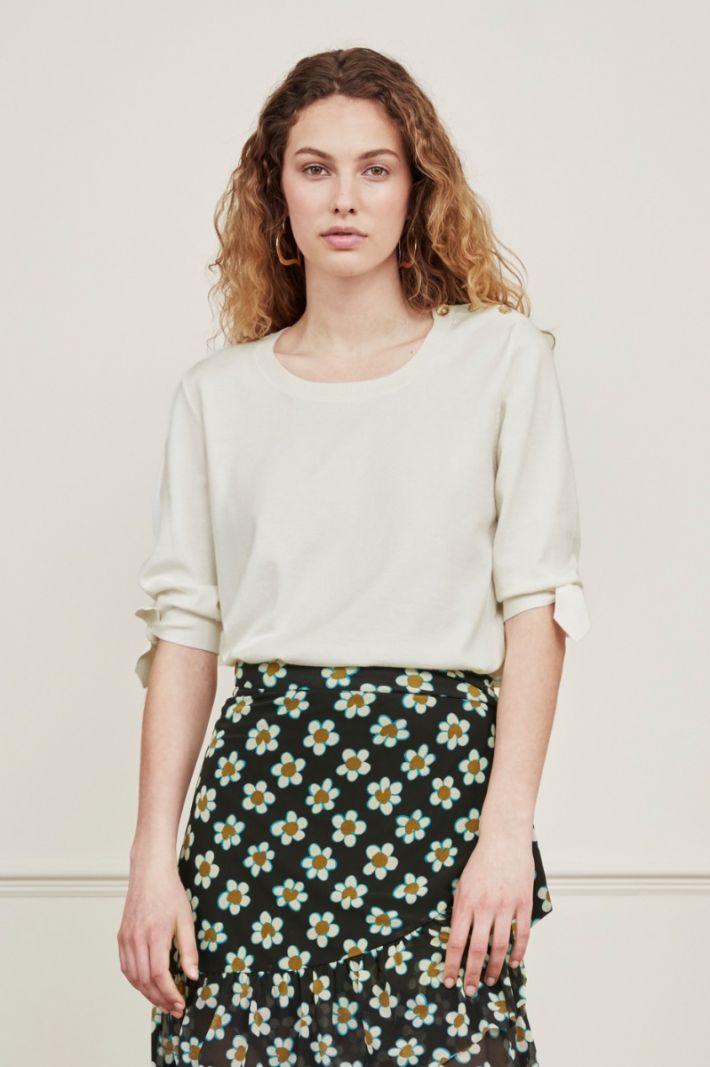 Molly Short Sleeve Pullover - Cream White