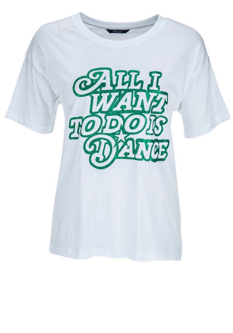 222-111603 T-Shirt met Tekst - Wit/Jelly Bean