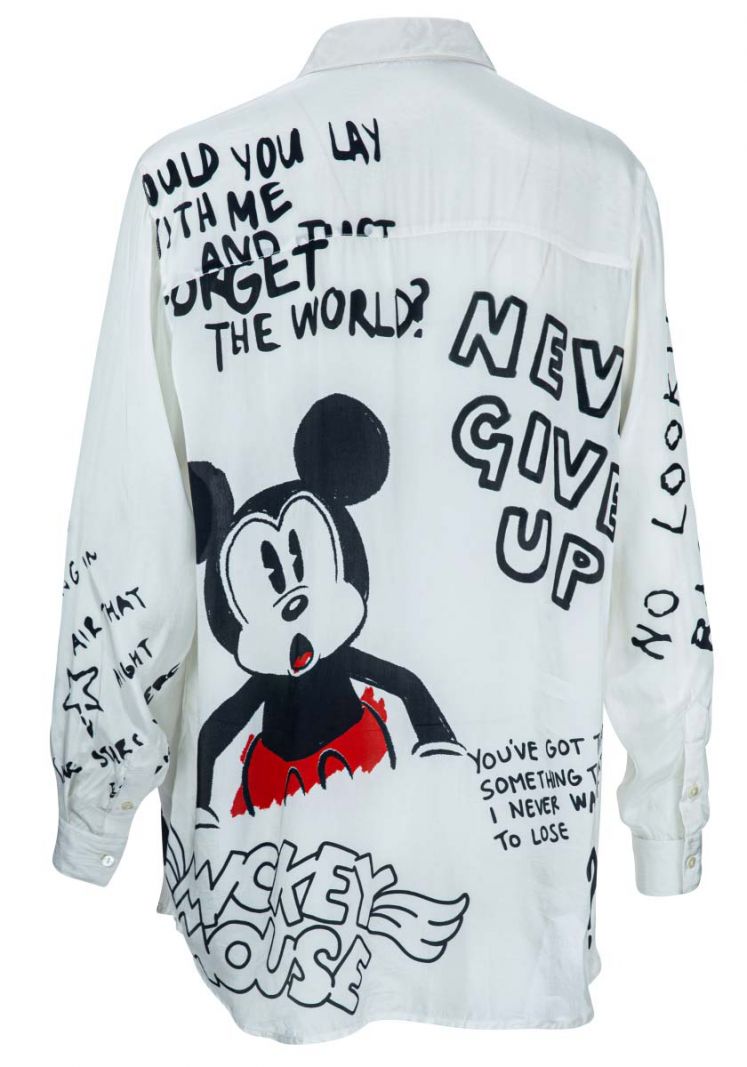231-813908 Blouse Mickey Wording - Clear White