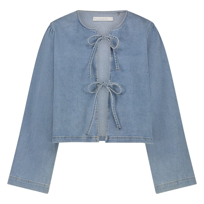 NKS02067 Bowy Blouse - Bleached Denim