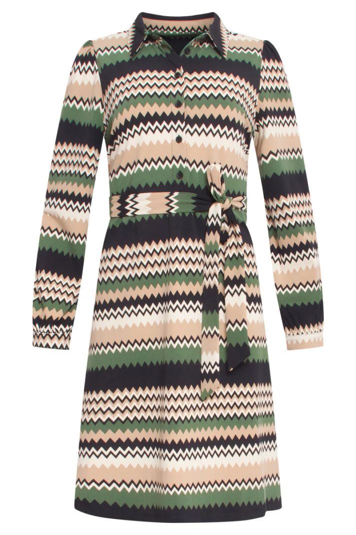 24712 Jurk Zigzag Print - Groen