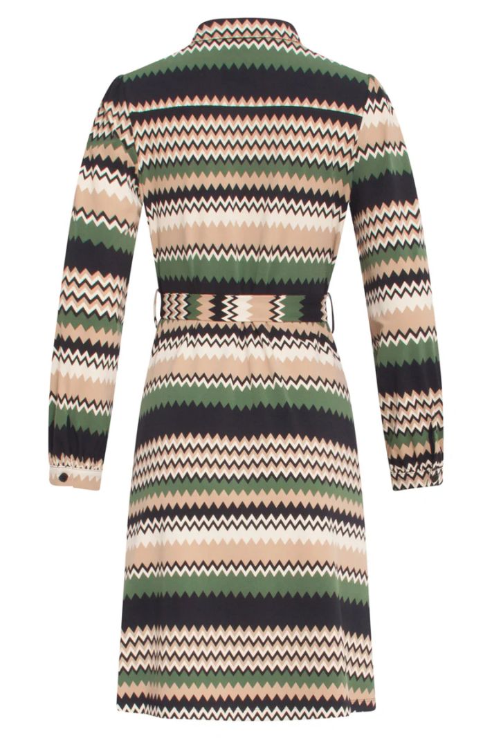 24712 Jurk Zigzag Print - Groen