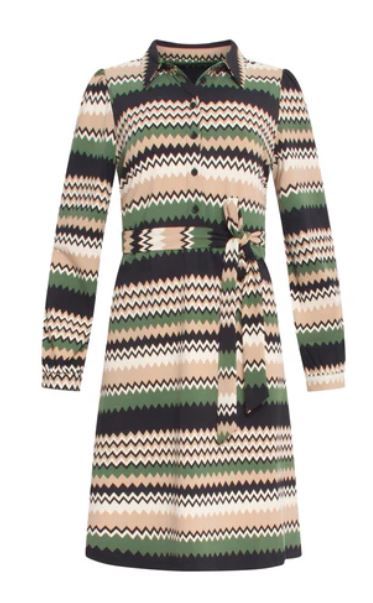 24712 Jurk Zigzag Print - Groen