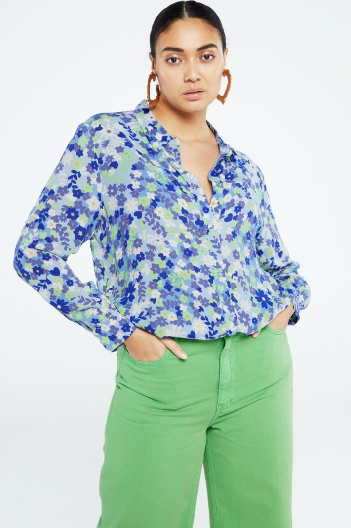 CLT-37-BLS-SS23 Lot Blouse - Riad Blue/Acapulco G Popping Flowers
