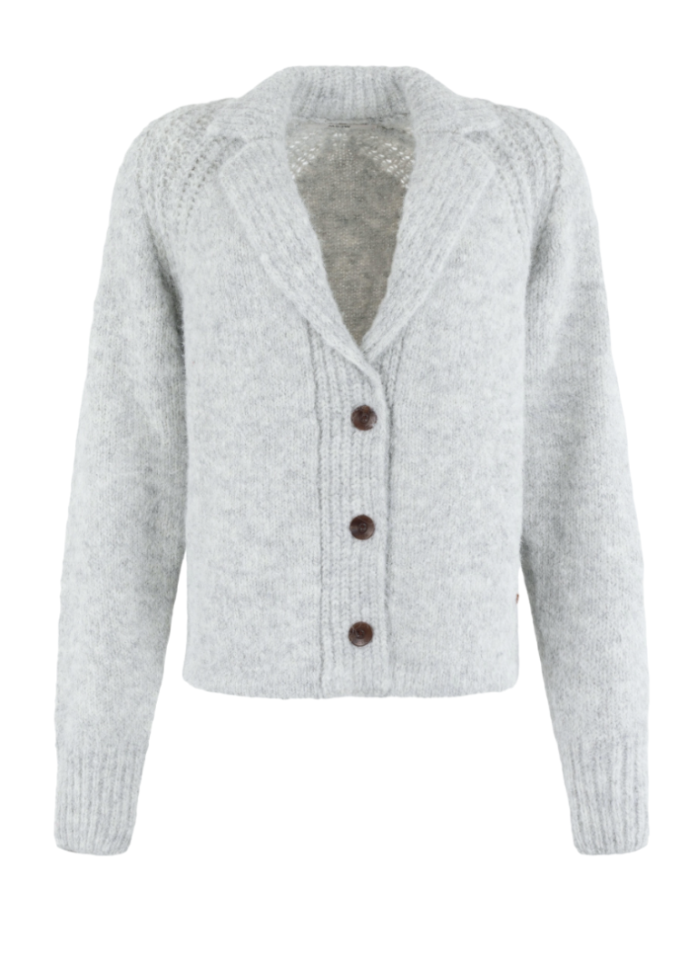 40-10-Happines Gebreid Vest - Light Grey Melange