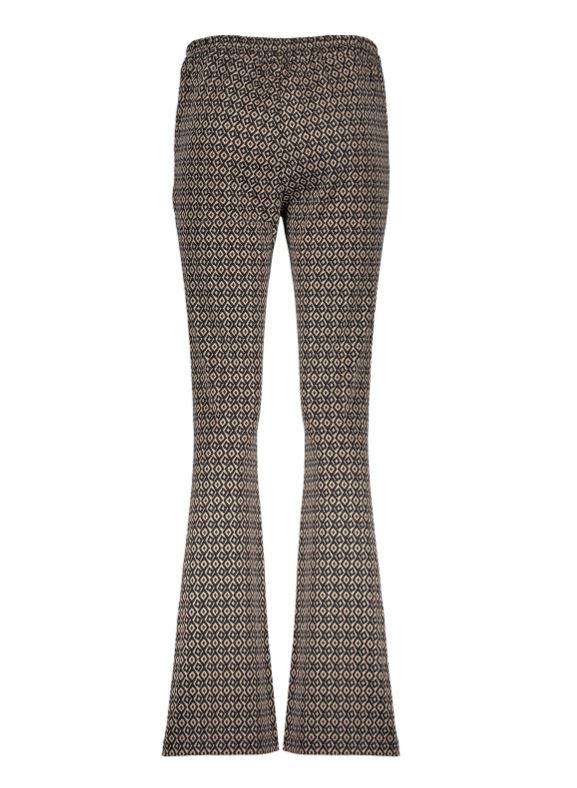 41552-70 Jacquard Flare Broek - Zwart/Zand