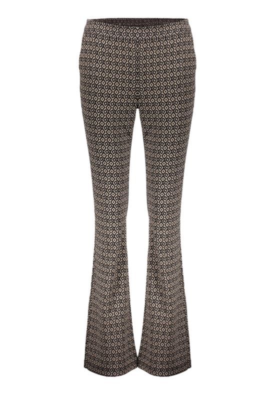 41552-70 Jacquard Flare Broek - Zwart/Zand