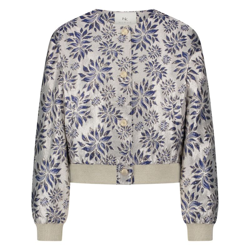 NKS13008 Maureen Jacket Flower - Silver / Royal Blue