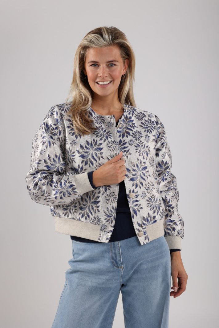 NKS13008 Maureen Jacket Flower - Silver / Royal Blue