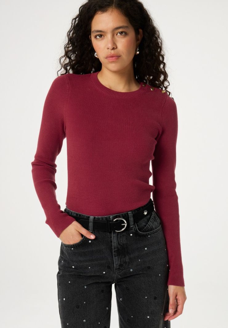 CLT-PUL-23-AW24 Lillian Slim Pullover - Cerise Red