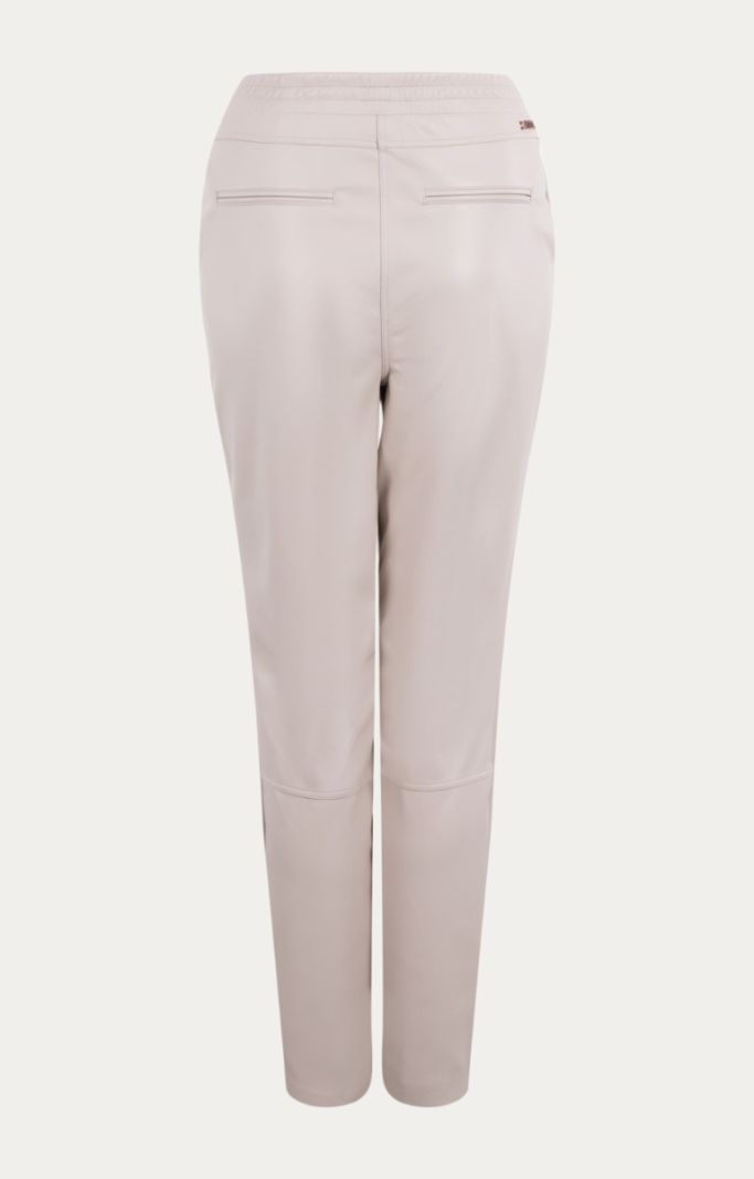 75A-02 Mixed Leather Look Broek - Beige Solid