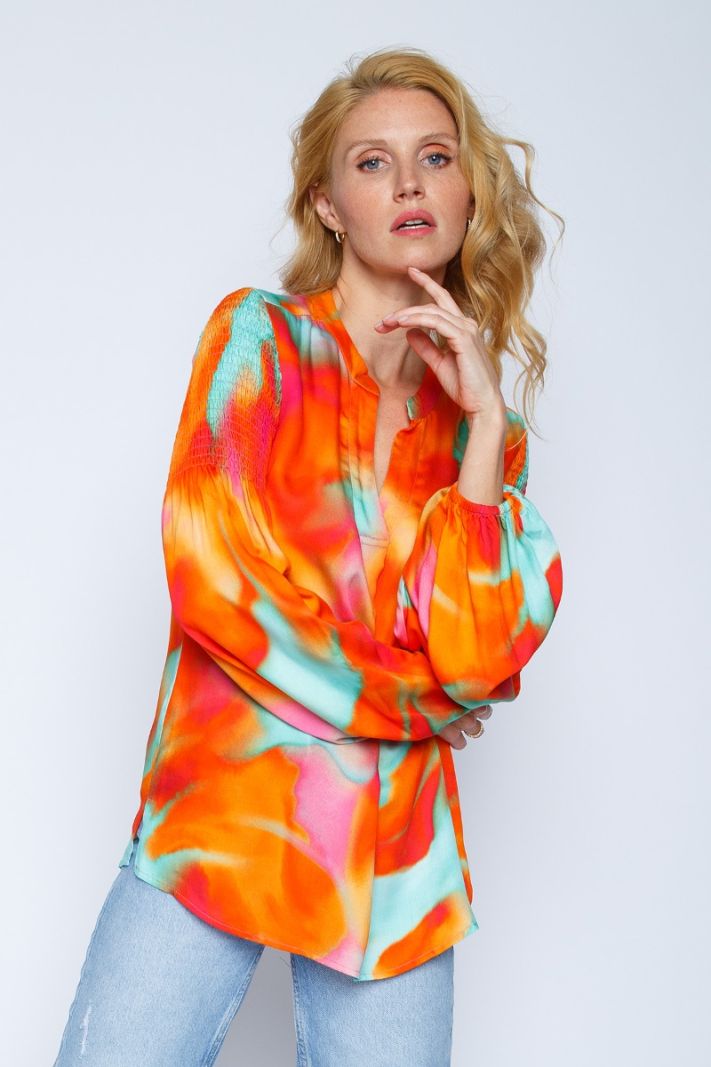 8102-154670 Blouse met Print - Oranje